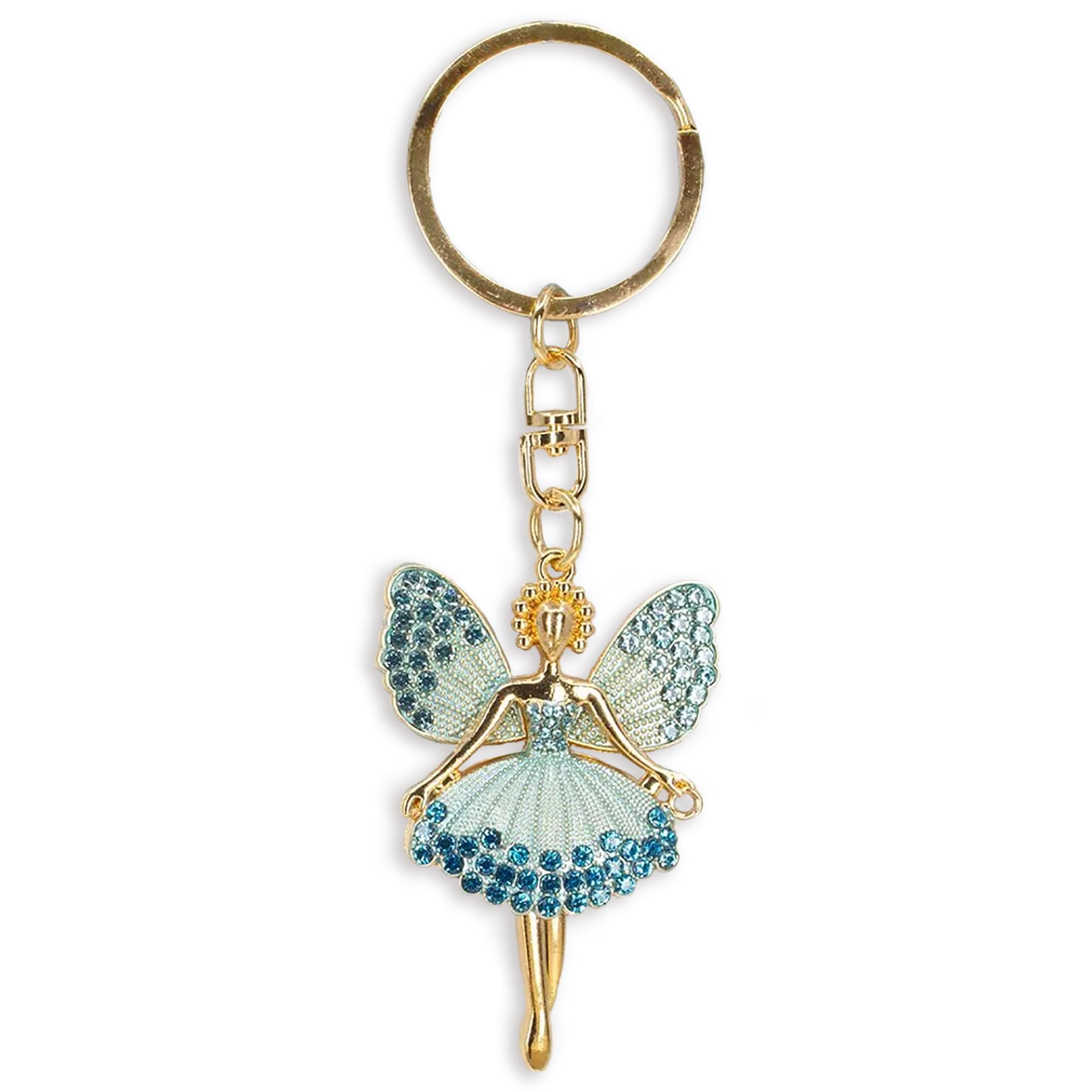 Widdop & Co. Birthday Sparkles Blue Crystal Keyring – Gold Charm Sentimental Keepsake Gift for Her