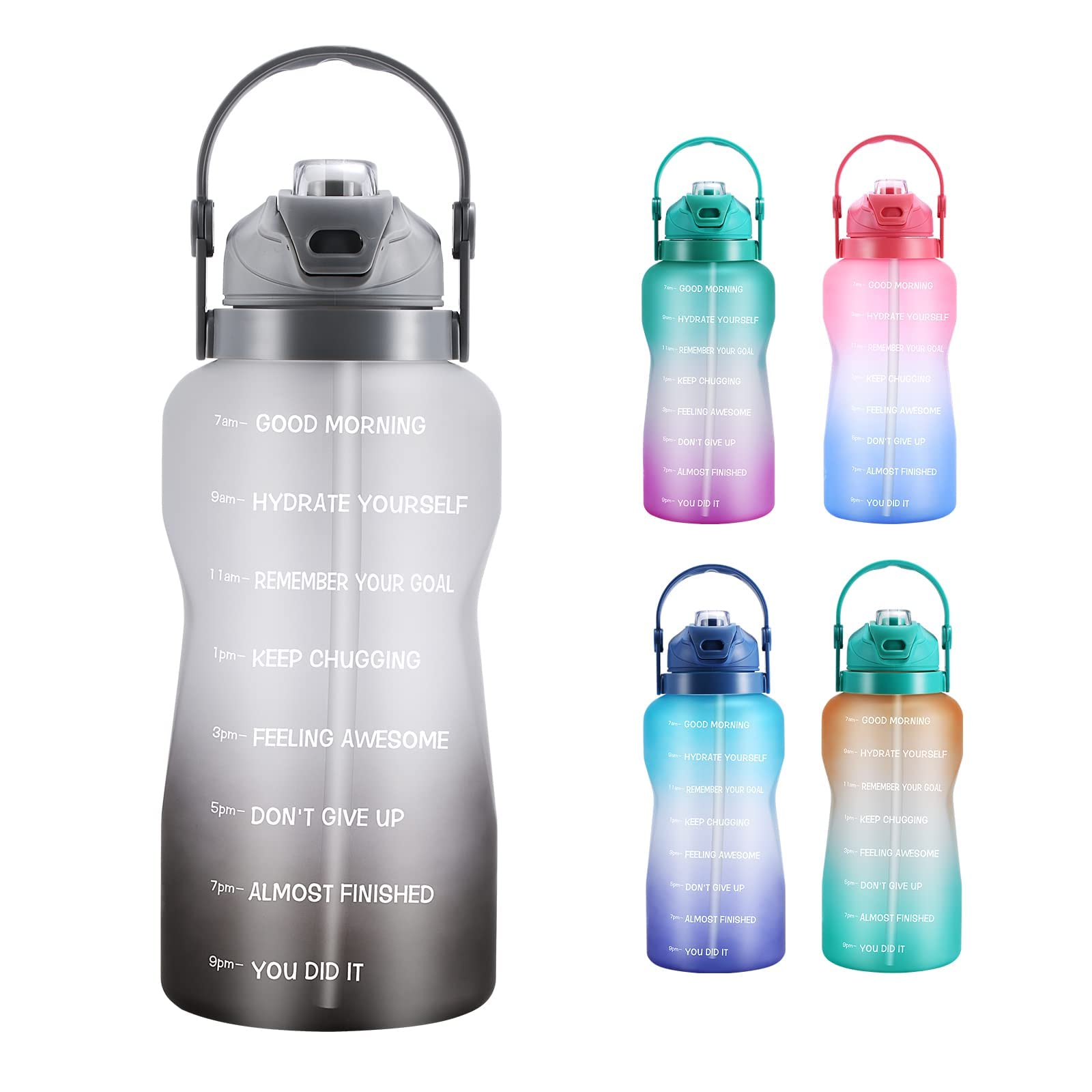 Photo 1 of 128oz/1 Gallon Motivational Water Bottle with Straw &Time Maker?Leak Proof gallon Water Jug Suitable For Gym And Outdoor Sports ?Perfect for Women And Man Drinking (Gradient Grey)