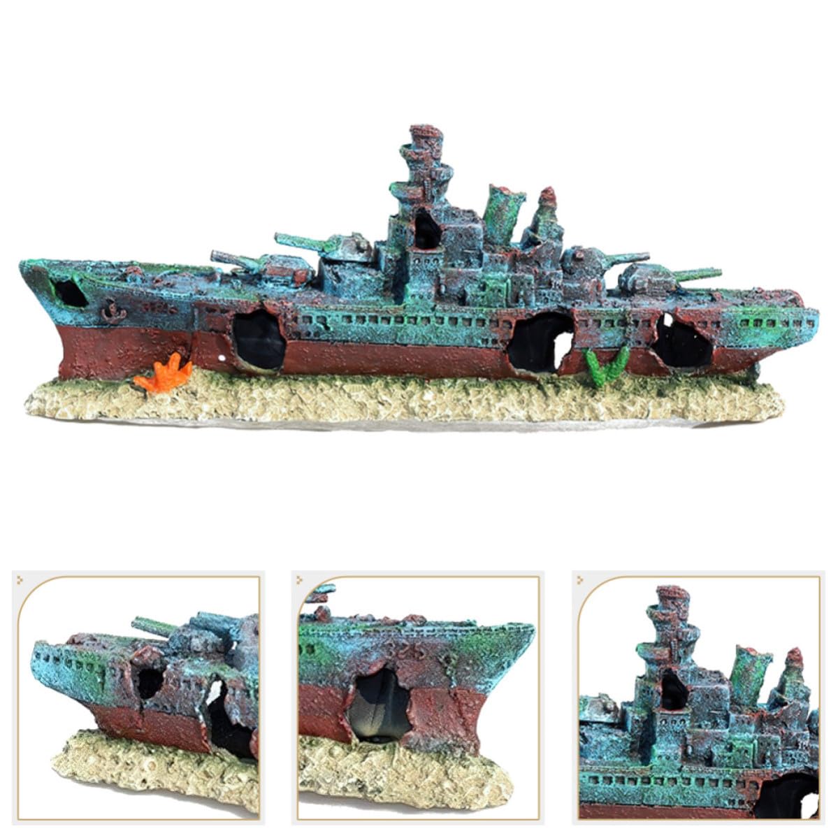 DOITOOL Realistische Verblassungsbeständigem Design Schiffswrack Dekoration Aquarium aus Kunstharz mit Hoher Detailtreue und Verschiedene Aquarium Themen und Fischbecken