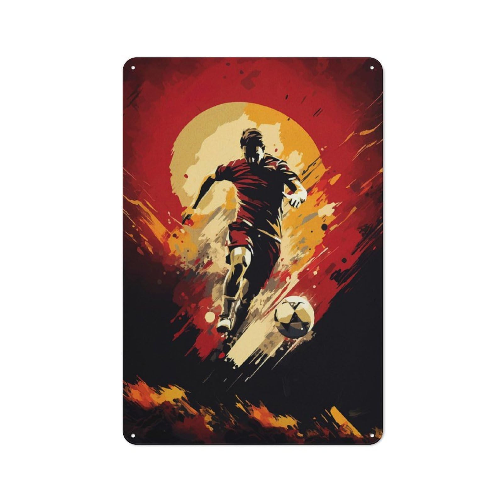 Junmoney Dynamic Soccer Player Illustration 30X20cm Vintage Tin Sign With For Hobby Room Or Studio, For Winter Interiors And Metal Sign Collectors