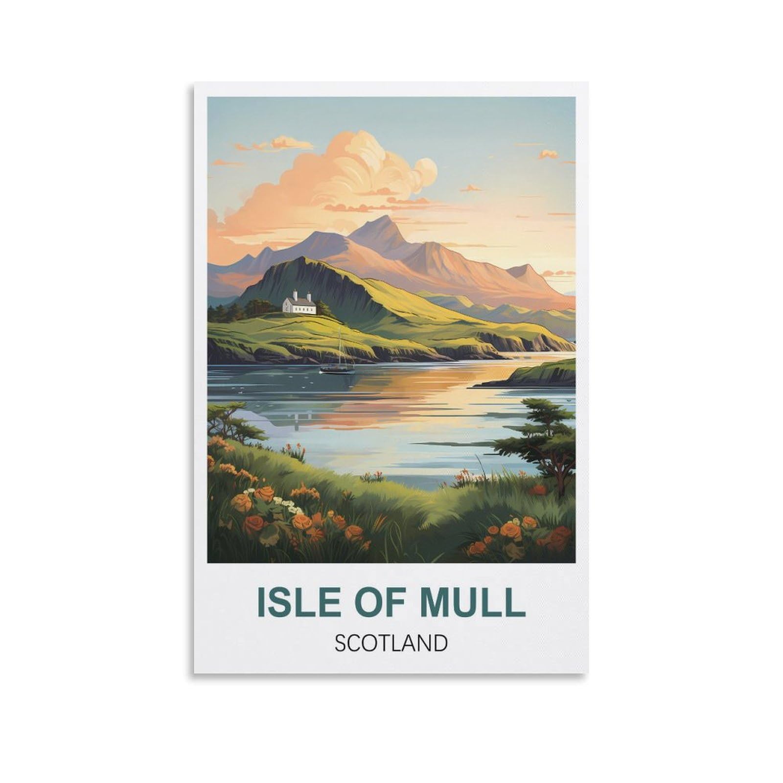 Whcheeh Unframe-Style Isle Of Mull Scotland Vintage Travel Poster 08X12inch(20X30cm) Canvas Art Print Wall Art Decor Picture