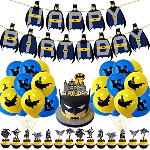 48 Piezas Decoración Cumpleaños Batman Superheroes,Wopin- Adornos Fiesta Batman Superheroes...