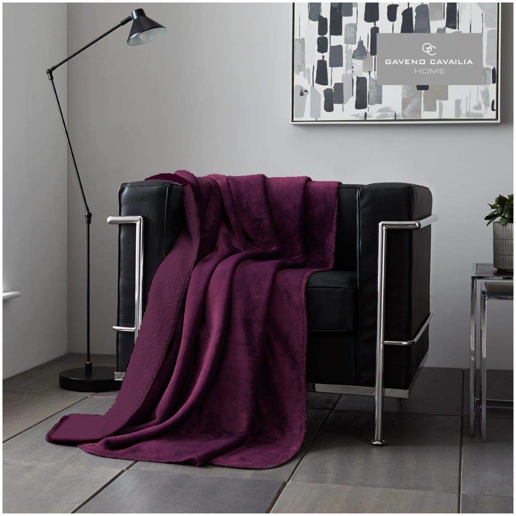 Gc Gaveno Cavailia Aubergine Gaveno Cavailia Comfy Flannel Sherpa Throw, Polyester, King ( 200 X 240 Cm )