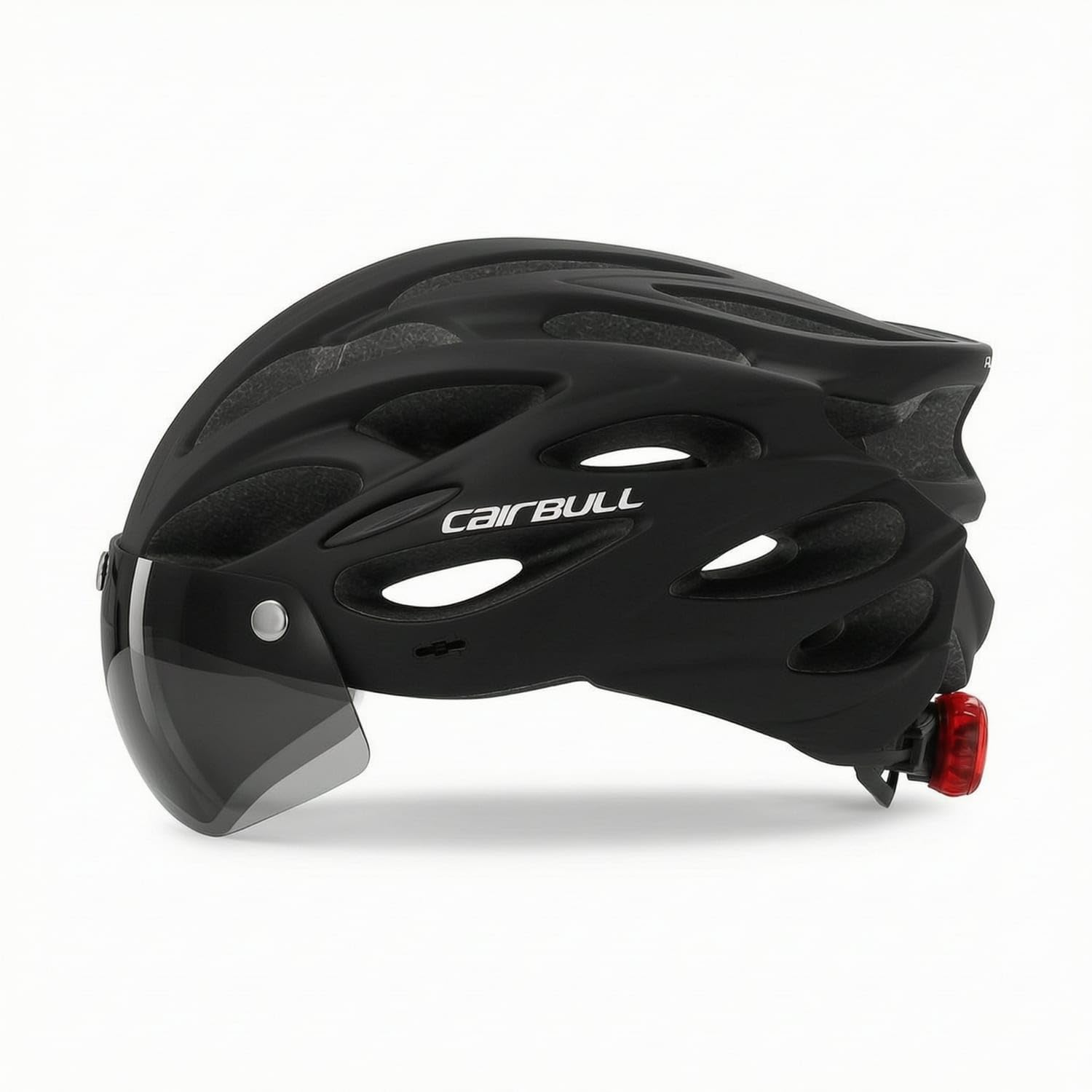 High Visibility Bike Helmet with Rear Light Breathable Helmet with Face Visor Vented Streamlined for Commuters, Cyclists, Commuting, Road Cycling, Mountain Biking, Black, L-picture-16