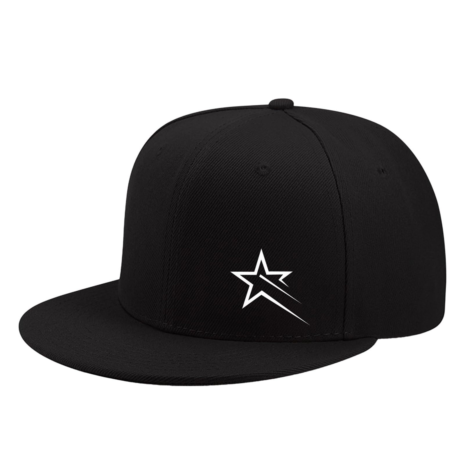 matumou Star Print Baseball Hat, Adjustable Back Buckle Retro Distressed Style Baseball, Flat Brim Outdoor Sunshade