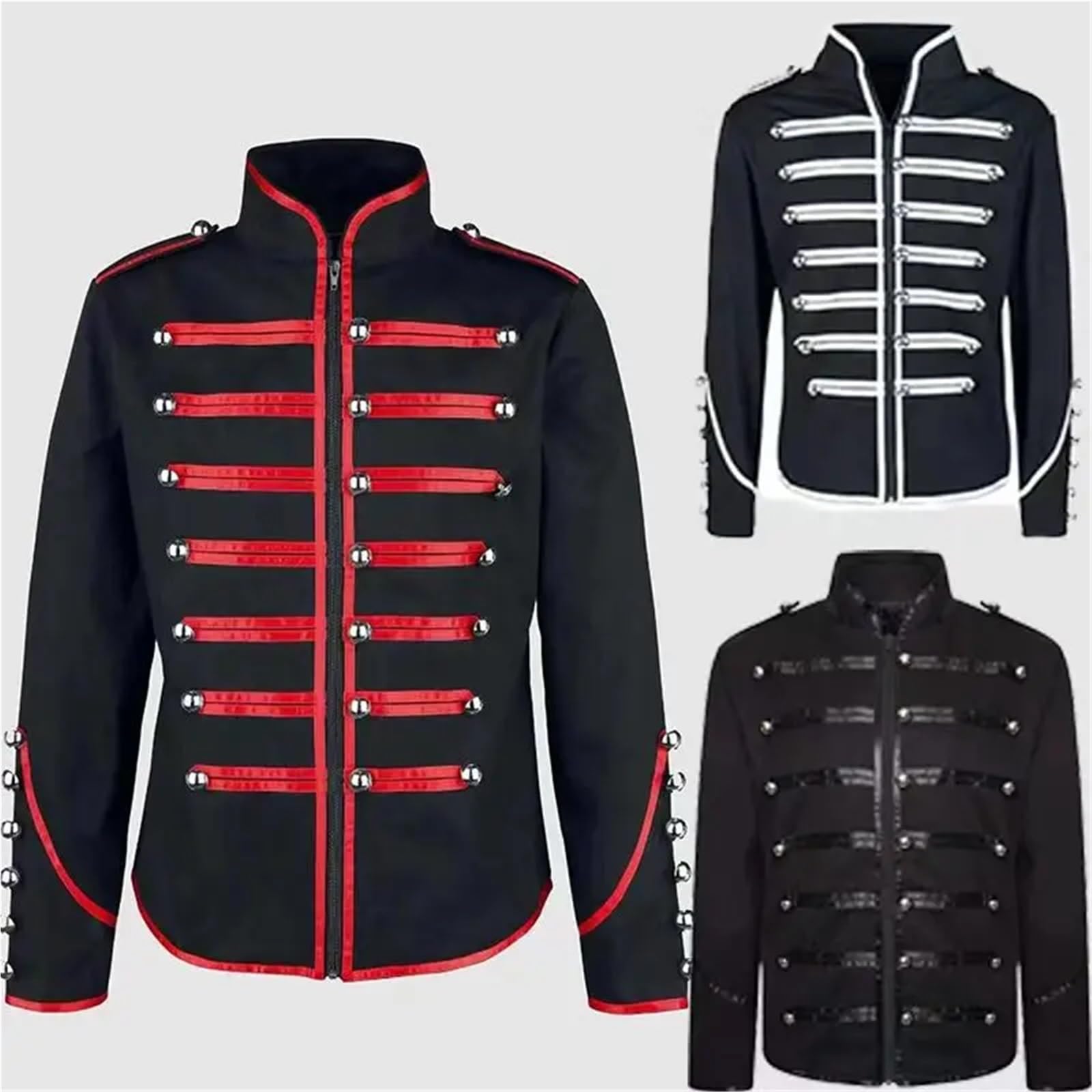 Abbigliamento Vintage Uomo Giacche da uomo in stile steampunk, giacche vintage, colletto rialzato, cappotto rock, punk retrò