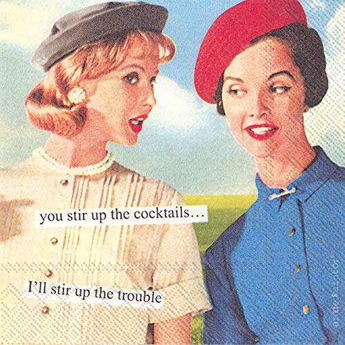IHR Ideal Home Range Retro Cocktail Napkins Anne Taintor Disposable 3-Ply Paper Party Napkin Pack 5 x 5 Stir Up 20-Count