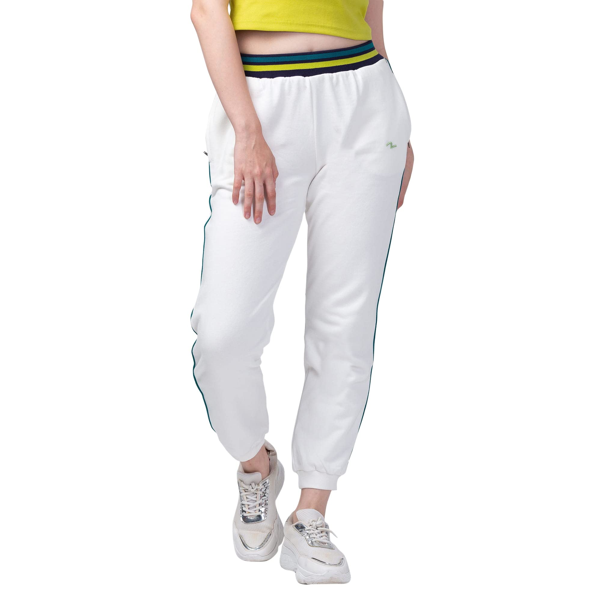 spykar Women Off-White Cotton Regular Fit Joggers Trackpants-picture-11