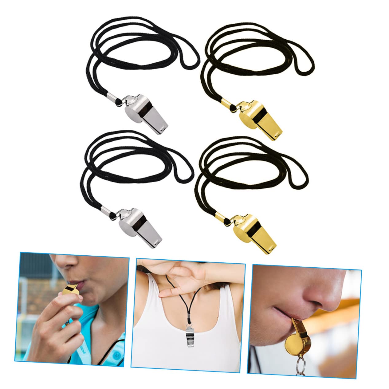 Yardwe 4 Piezas Silbato de árbitro Light Colgante Silbato de Baloncesto favores de Fiesta de Silbato Lanyard Silbato al Aire Silbato Deportivo Acero Inoxidable Decorar Sobrevivir
