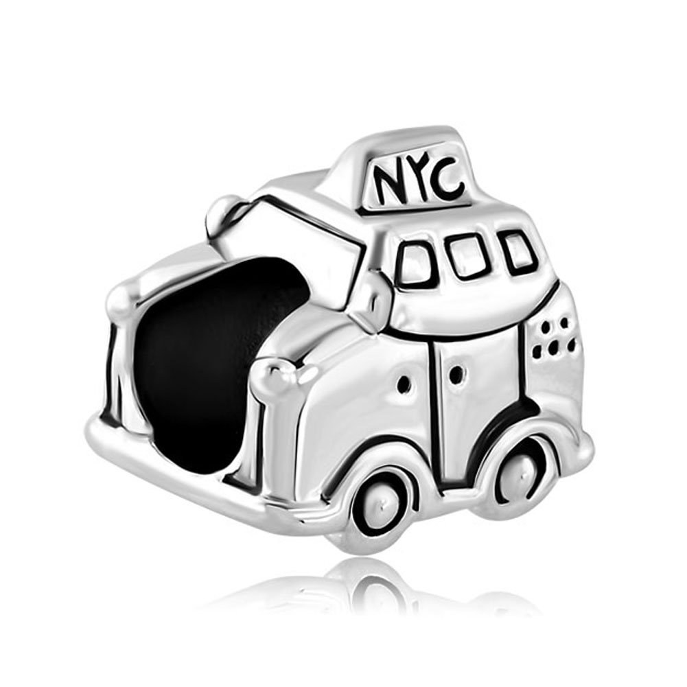 Empire State New York City Taxi Cab Charm Silver Plated European Bead for Bracelet