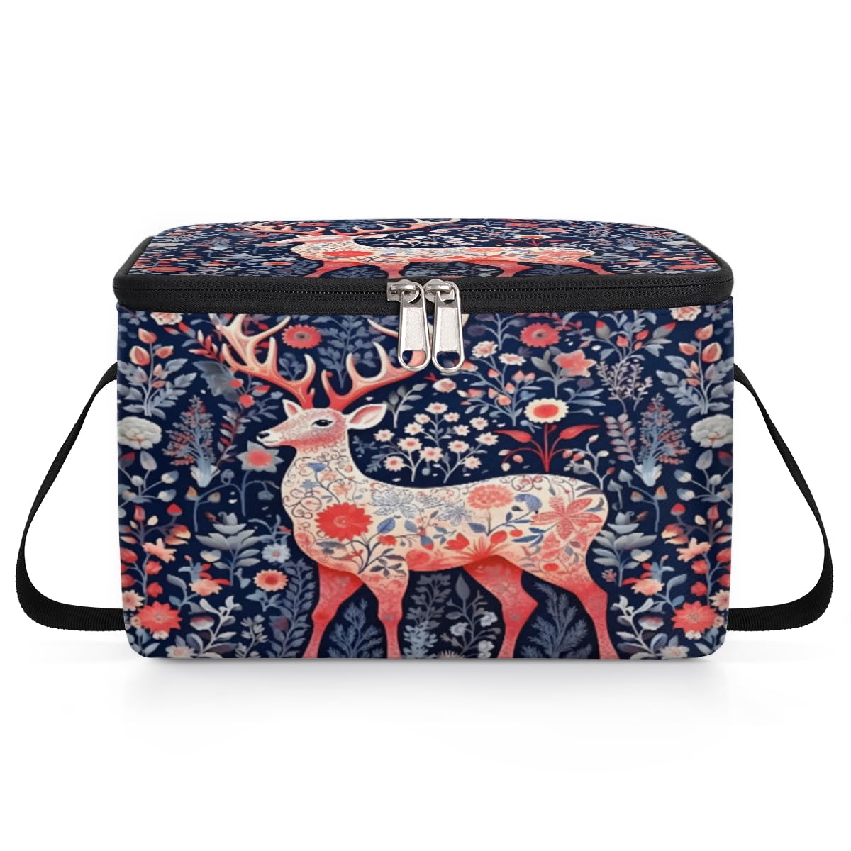 GzLeyigou Christmas Reindeer Lunch Bags for Women Men 9 Cans, Hot & Cold Food Delivery Bag Insulated Grocery Bag Insulated Lunch Box Reindeer Cooler Bag for Office Work Picnic Beach