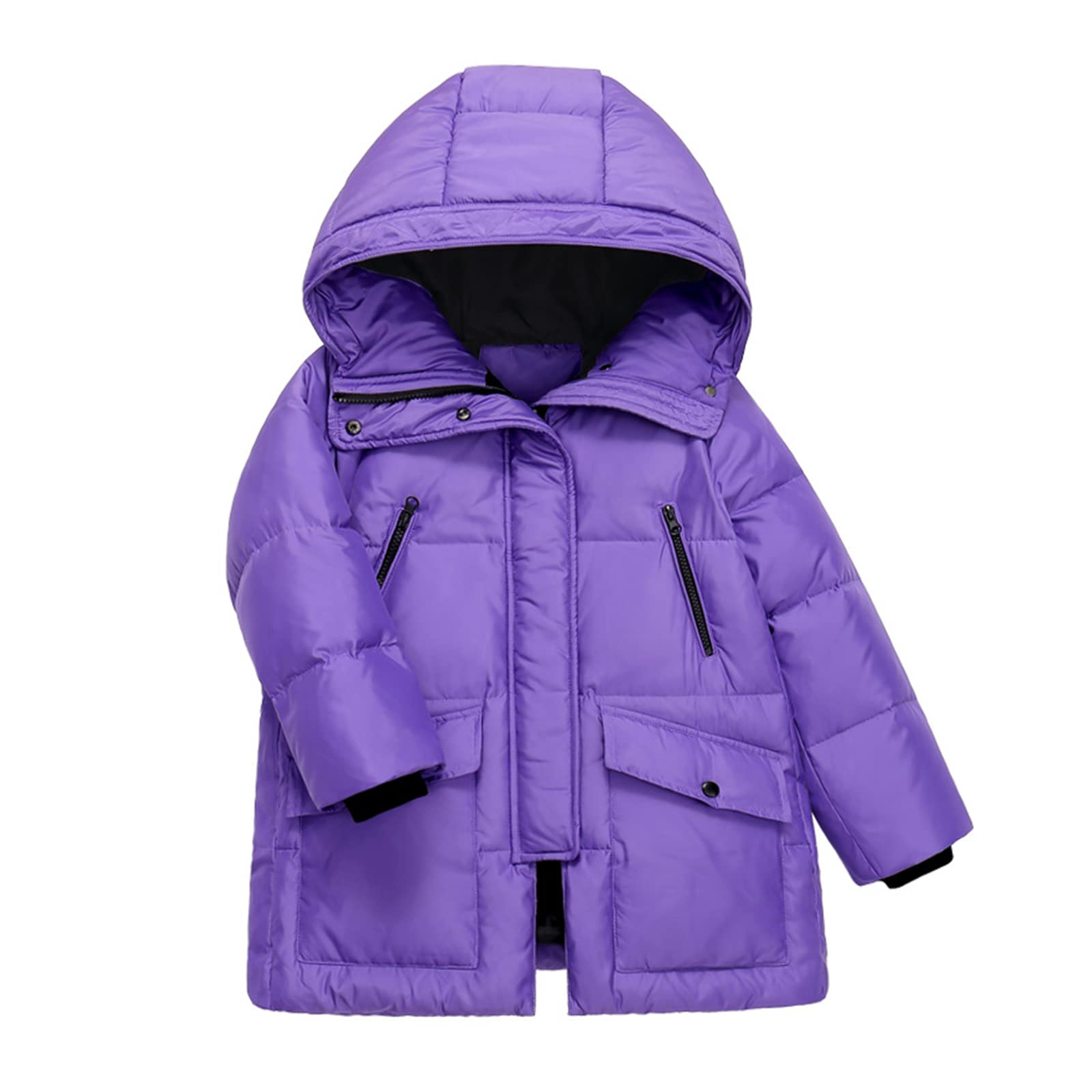 Piumino di Media Lunghezza per Bambini Ragazze Ragazzi Inverno Ispessimento Moda Giacca con Cappuccio Abbigliamento Caldo 90 Soffice Piumino D'Anatra Bianca,Red,8T(140CM)