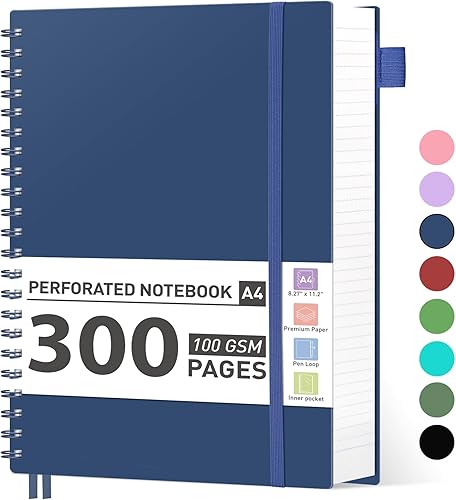 Miniatura 29 de AHGXG Cuaderno espiral universitario rayado - Cuaderno espiral grande B5 de 7.6" x 10", 300 páginas/150 hojas, papel grueso de 100 g/m², tapa dura