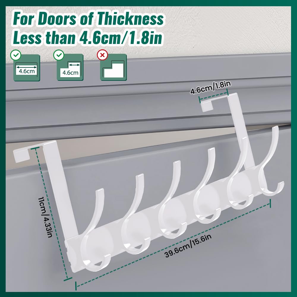 MIVITOOM Over Door Hanger with 6 Hooks - Image 2