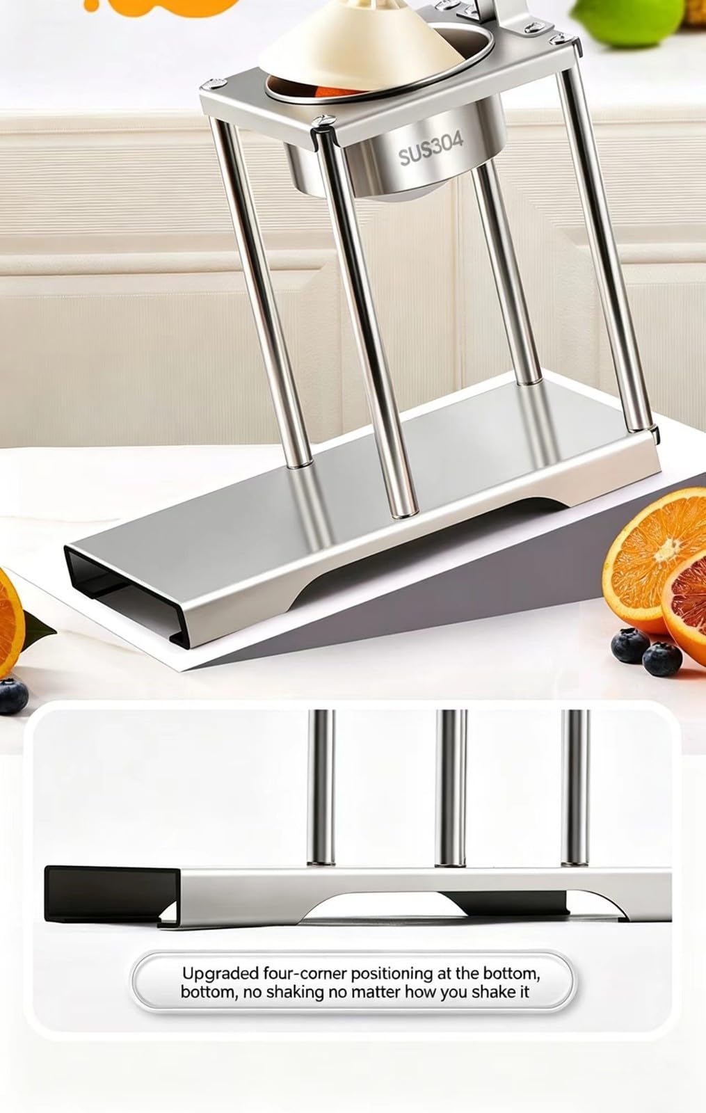Exprimidor Manual de CíTricos, Exprimidor de Mostrador de Acero Inoxidable para Zumo de Fruta Fresca, para Uso DoméStico y en Bares(A)