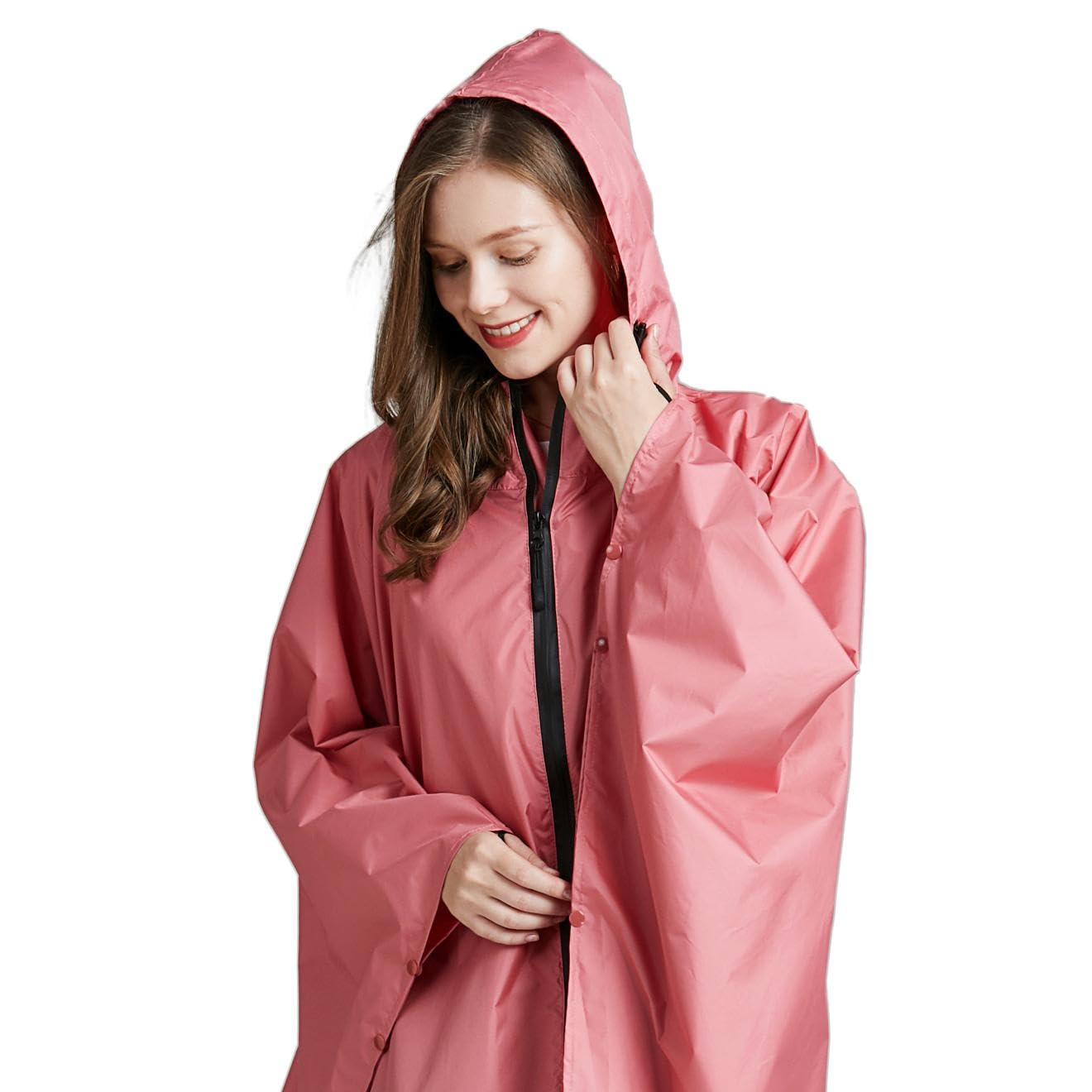 Jewlri Poncho de lluvia impermeable para mujer Poncho de lluvia con estilo Reutilizable Senderismo Ciclismo Outdoor Chaqueta de versátil con capucha