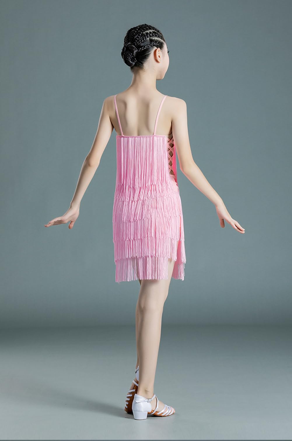Abito da Ballo Latino con Frange per Ragazze Ideale per Esibizioni Professionali Competizioni di Danza con Gilet all'Americana Spettacoli di Tango E Balli da Sala Abbigliamento per Allenamento Quotid