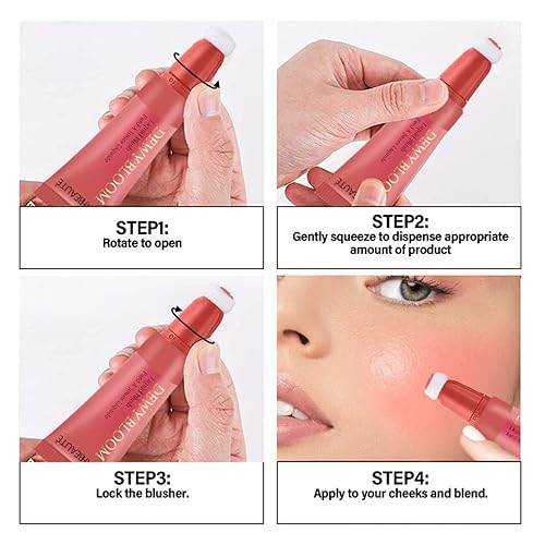 Miniatura 4 de Mysense Varita de maquillaje líquida rubor crema suave para tinte de mejillas varita de contorno de rubor mate con aplicador de cojín acabado húmedo
