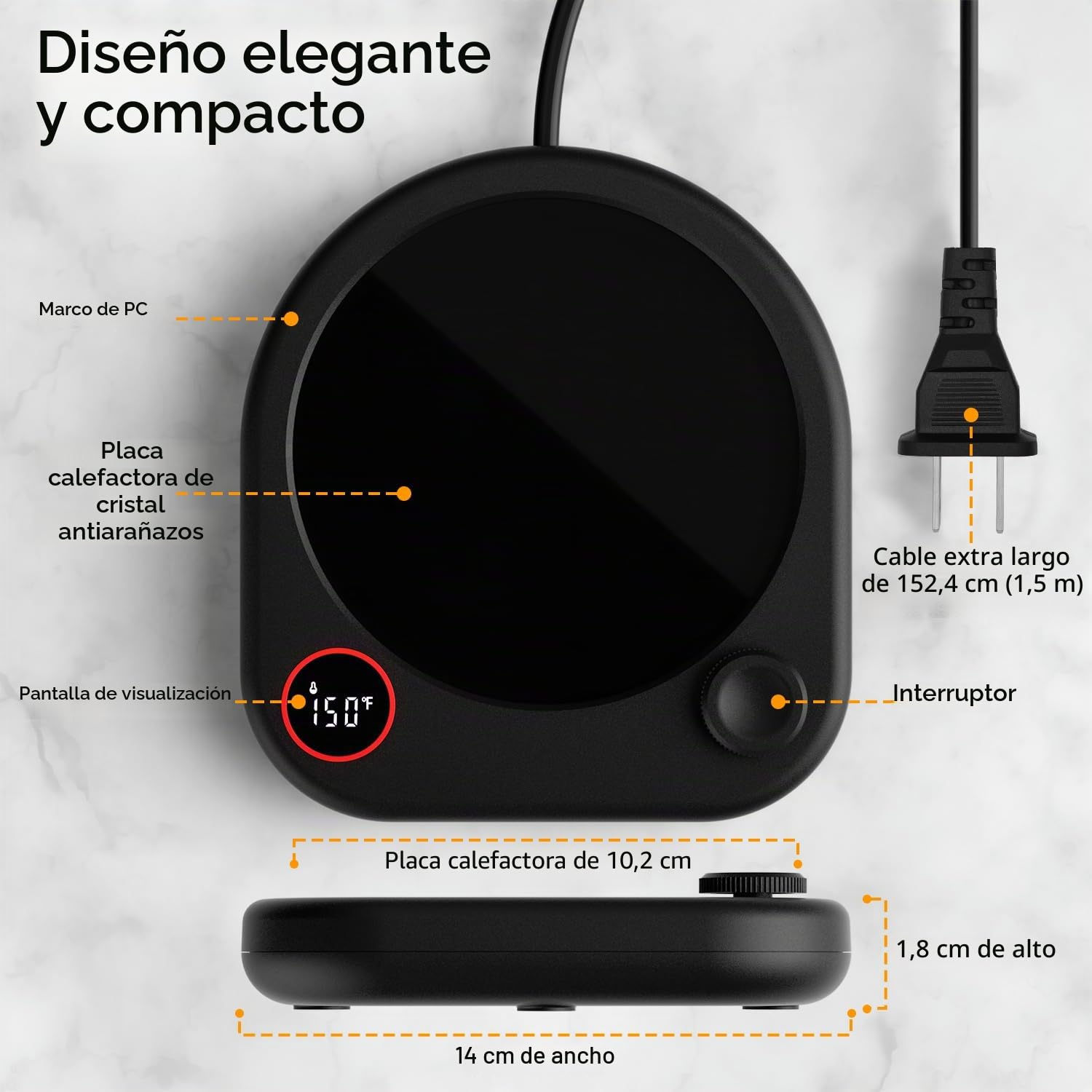 Calentador De Tazas De Café Para Escritorio, Calentador Eléctrico De Tazas Para Bebidas De Té Y Leche, Placa Calefactora Con Temporizador De Apagado Automático Y Vela De Cera, Accesorio De Regalo