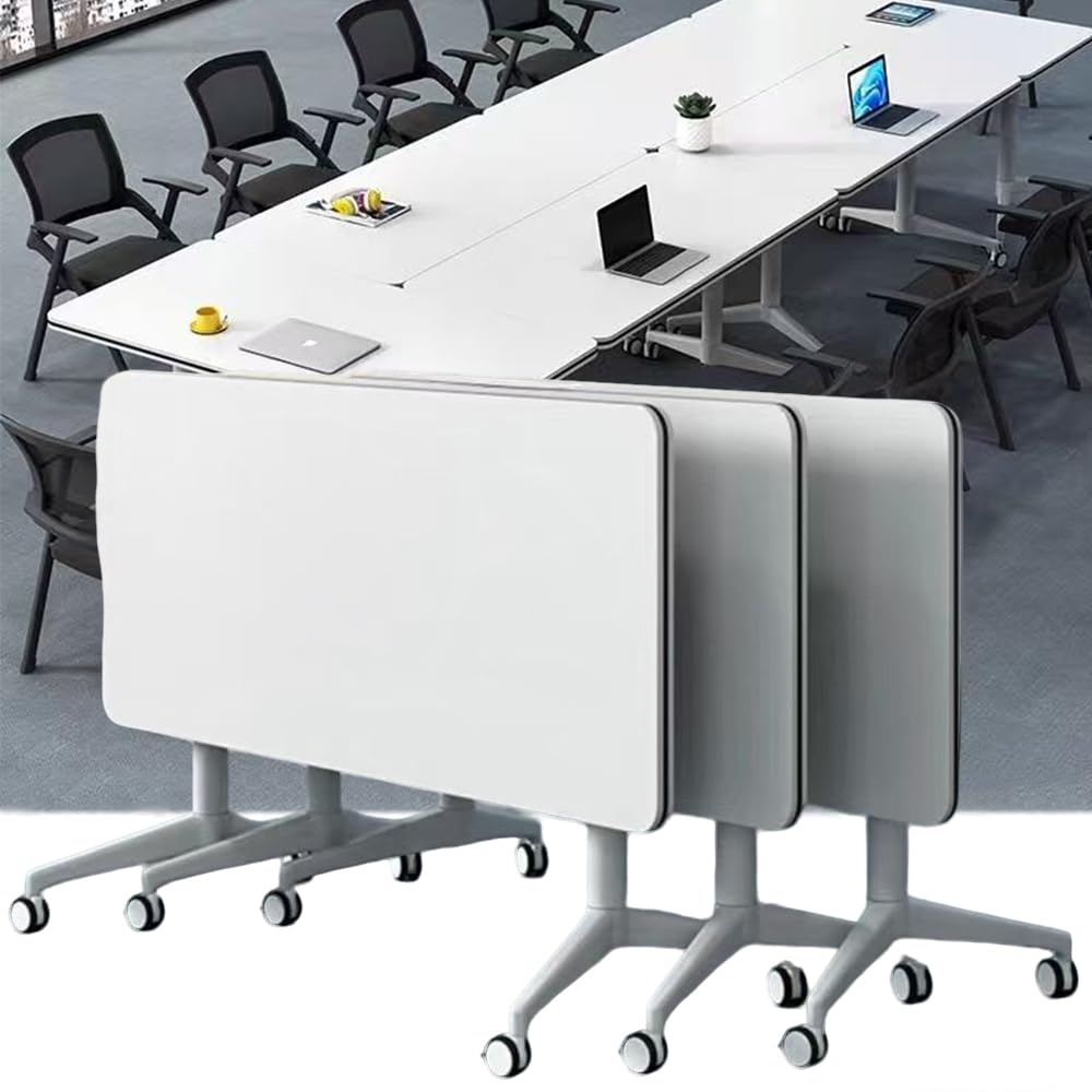 Table de conférence pliable avec roulettes - Design modulaire - Capacité de charge élevée - Portable - Pour réunions de bureau et semi-gain de place