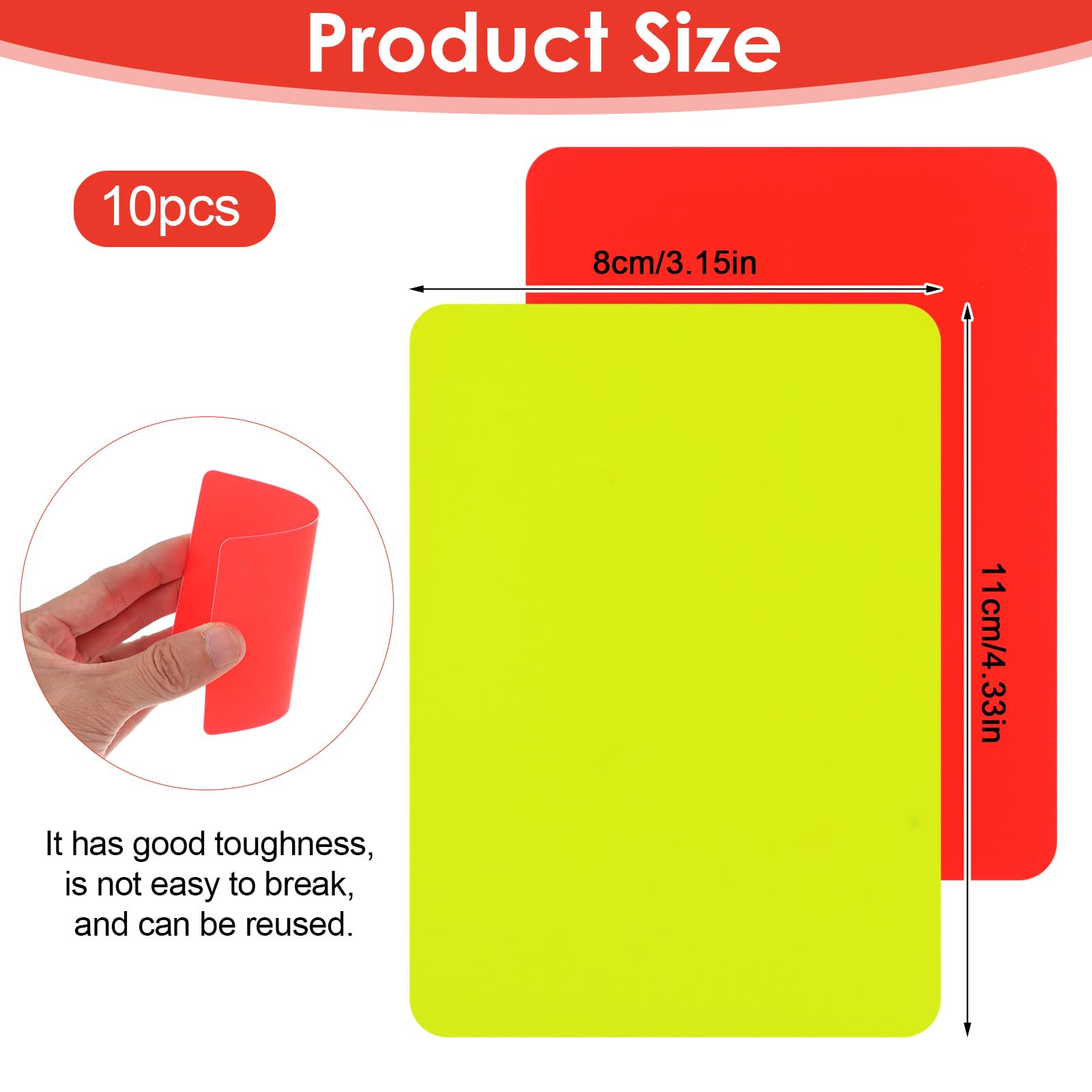 Cobee 10 tarjetas de árbitro, tarjetas de árbitro de fútbol rojas y amarillas, tarjetas de árbitro, accesorios de árbitro, herramientas de referencia, para fútbol, fútbol, deportes escolares