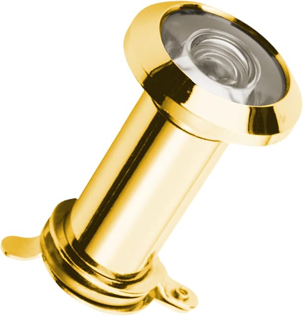 IRONZONE® Standard Style Door Viewers, Peephole, peek Hole, Door Hole, spyhole, Wide Angle Security in Polished Brass Finish, Viewing only Possible in one Direction,