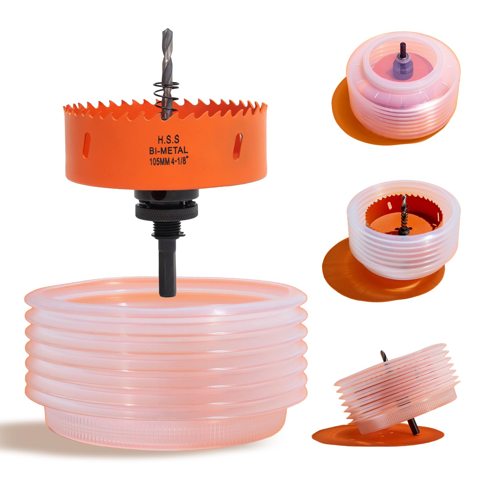 4-1/8 Hole Saw for Recessed Lights, 4.1 Inch Hole Cutter with Dust Bowl Catcher for Led Recessed Lighting 4 Inch and Wood Metal Drywall, Bi-Metal Construction