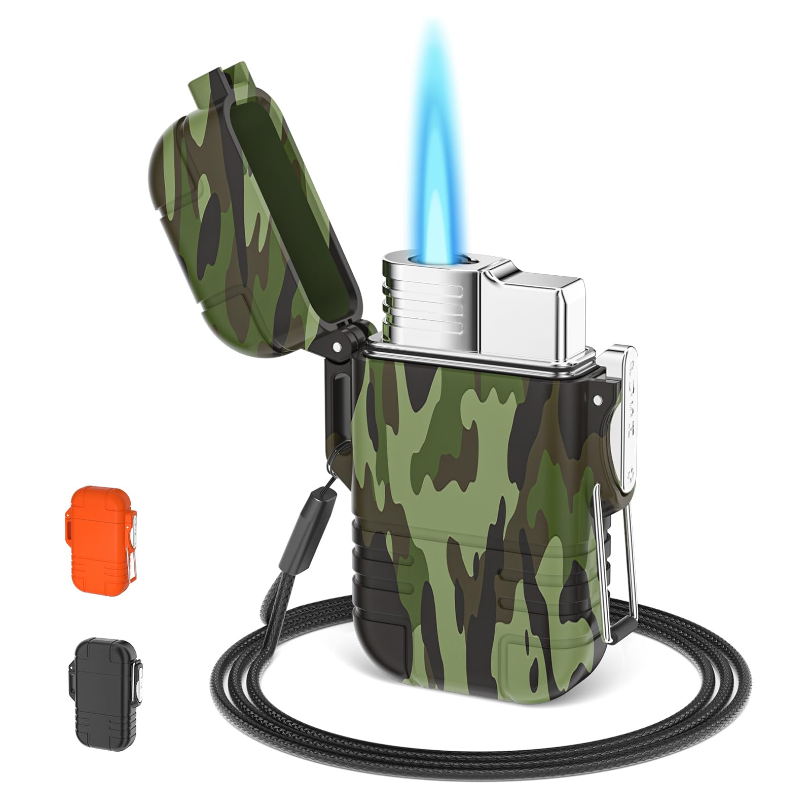 Lighter Butane Outdoor mini refillable Lighter for Candle Camping Family Use Without Butane Green