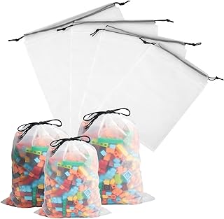 Toy Bags for Storage, Set of 4 Sizes Mixed 20pcs Reusable Drawstring Bags for Kids Storage Playroom Organization, Fruits, Vegetable Durable Shoe Dust Bags