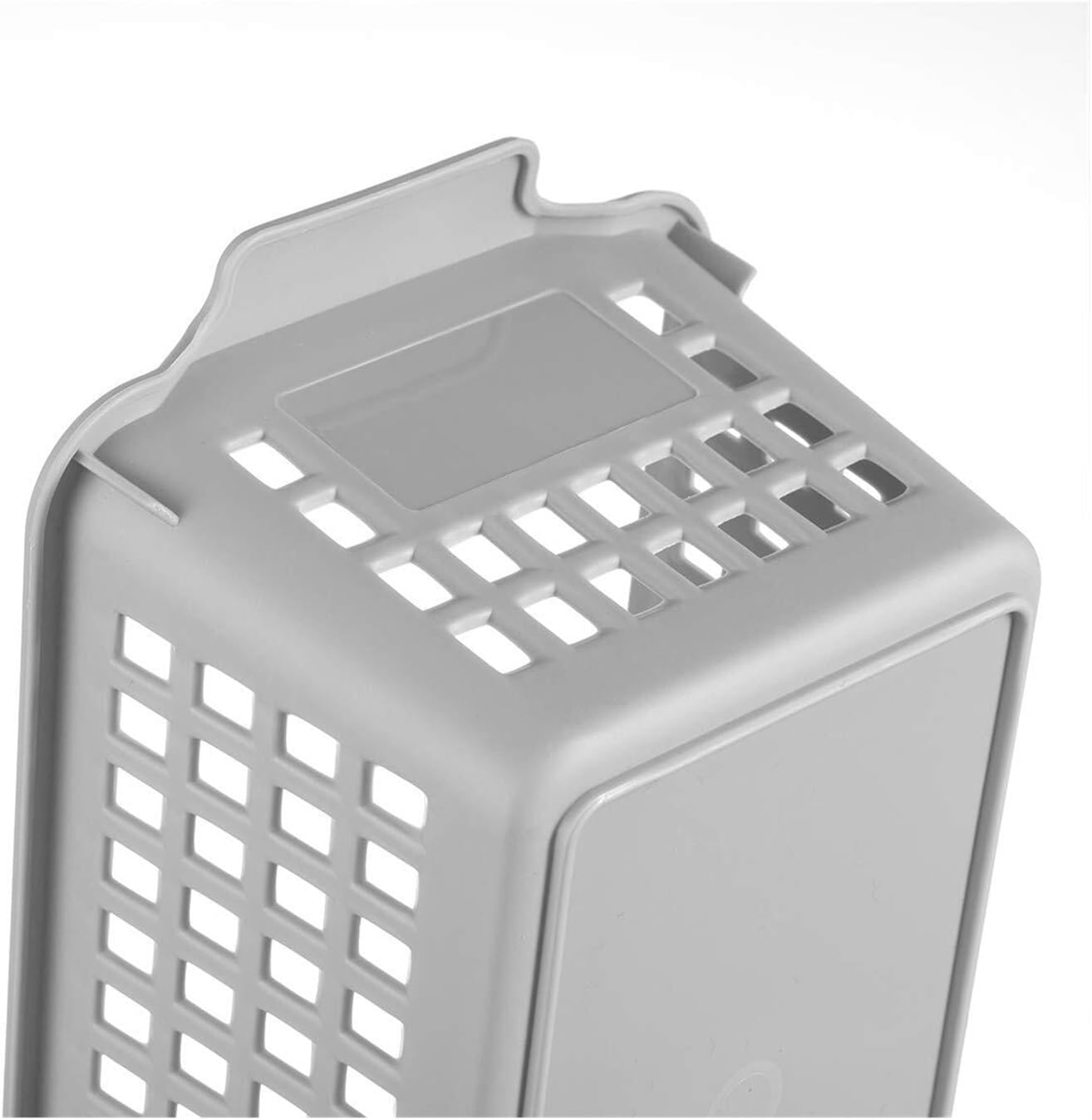 4-Pack Gray Plastic Storage Baskets, Slim Stackable Organizing Baskets with Handles, for Kitchen, Bathroom, Office, and Desktop