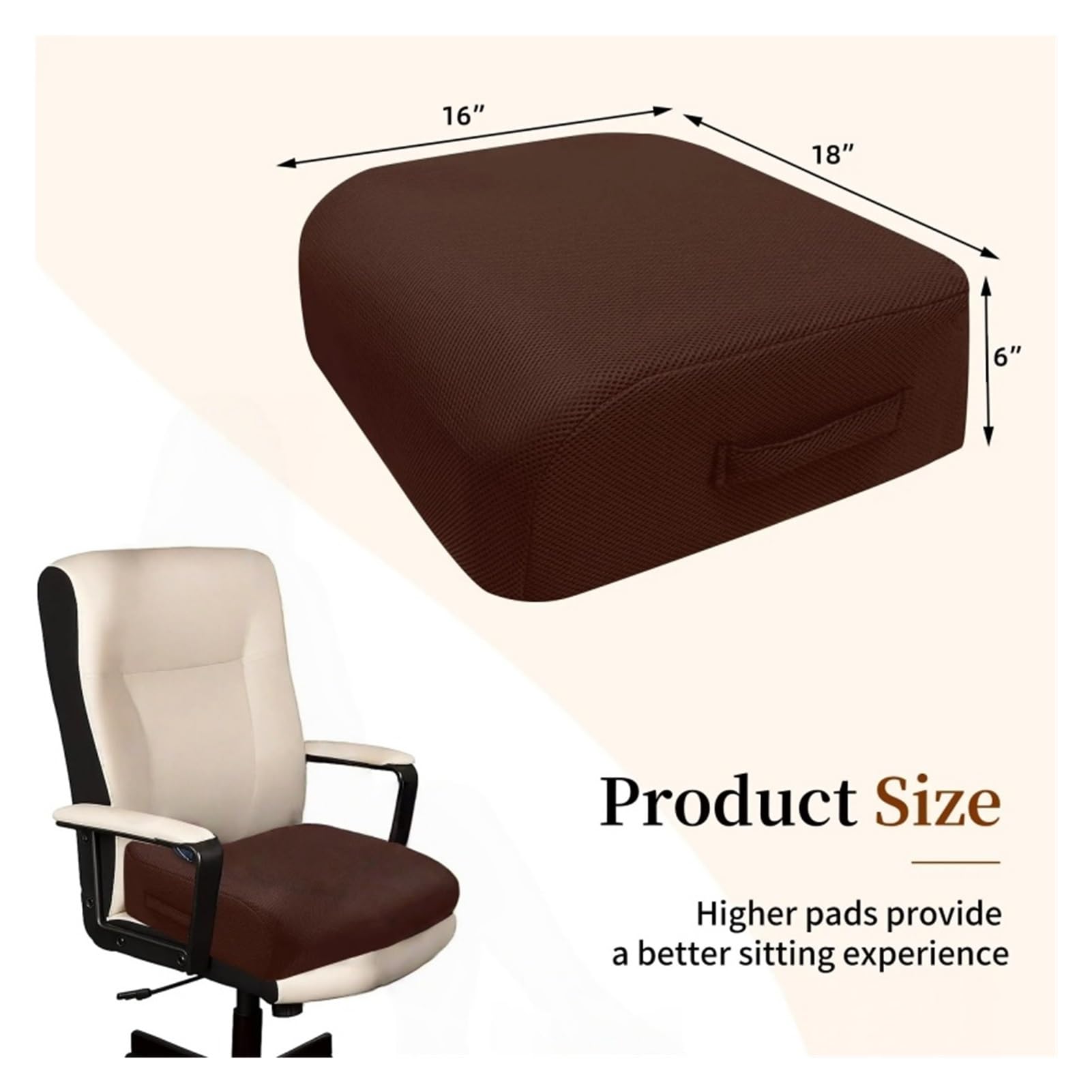 cojín para Coche Cojín Memory Foam Extra Grueso 3en1 Coche Oficina Silla de Ruedas(Black)