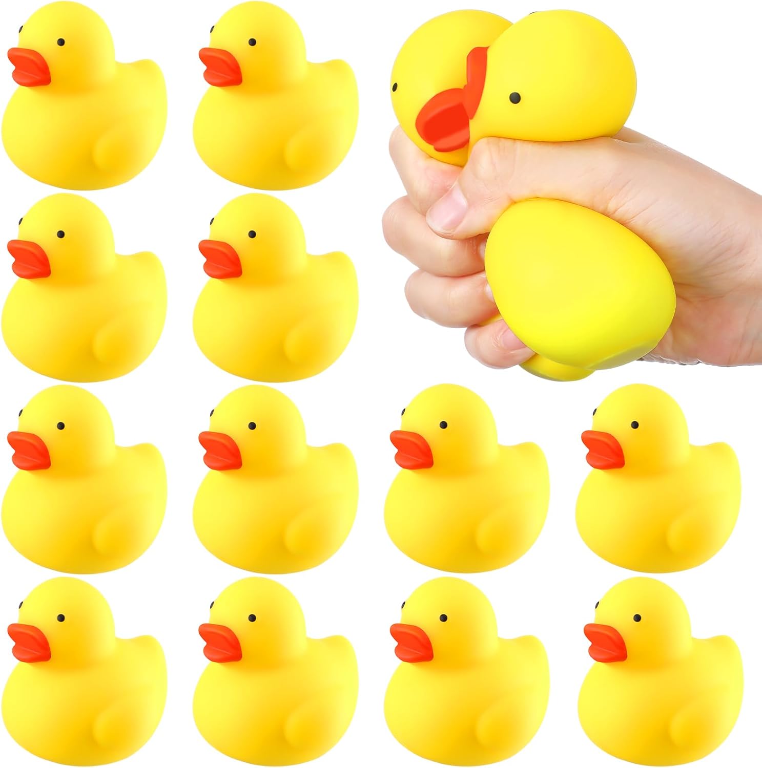 Meooeck 12 Pcs Duck Stress Relief Toy Stress Balls for Adult Mini Duck Party Favors Cute Squeeze Toys Fidget Animal Ball Fun for Birthday Party Office Birthday Christmas Stuffer Gift Classroom Prizes Yellow Duck