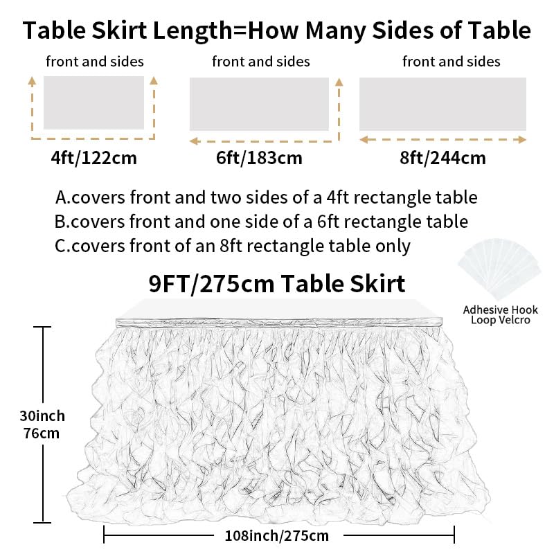 Image of Luxury Organza Mesh Table Skirt Draping Floating Romance - Perfect for Bridal Showers, Birthday Weddings - Clear Flowing Decoration for a Wonderful Main Cake Table (Champagne-9ft, 108 inchLx30 inchH)