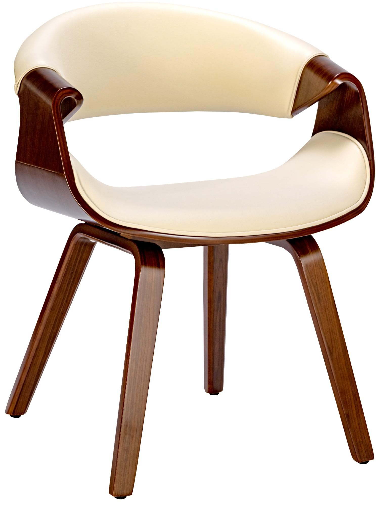 CLP Sedia da sala da pranzo Foley I Con bracciolo e struttura in legno I Sedia da cucina e da soggiorno Colore:noce/crema;Materiale:Ecopelle
