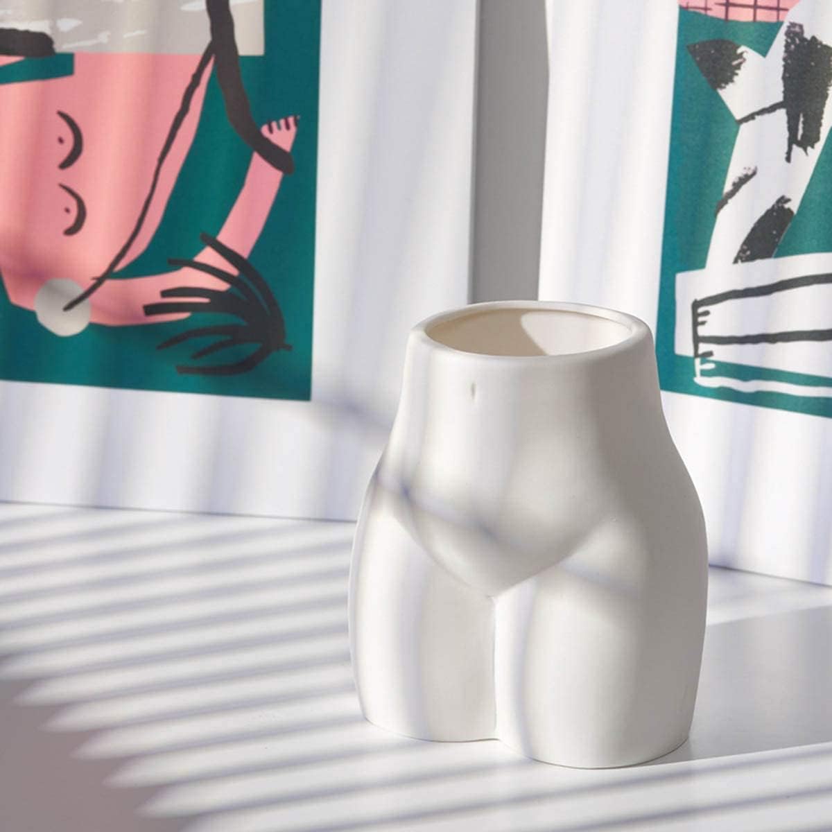 LACKINGONE Ceramic Sculpture Minimalist Bum Vase, Ceramic Female Form Decorative Vase，Human Body Art Vases for Living Room Bedroom Home Decor