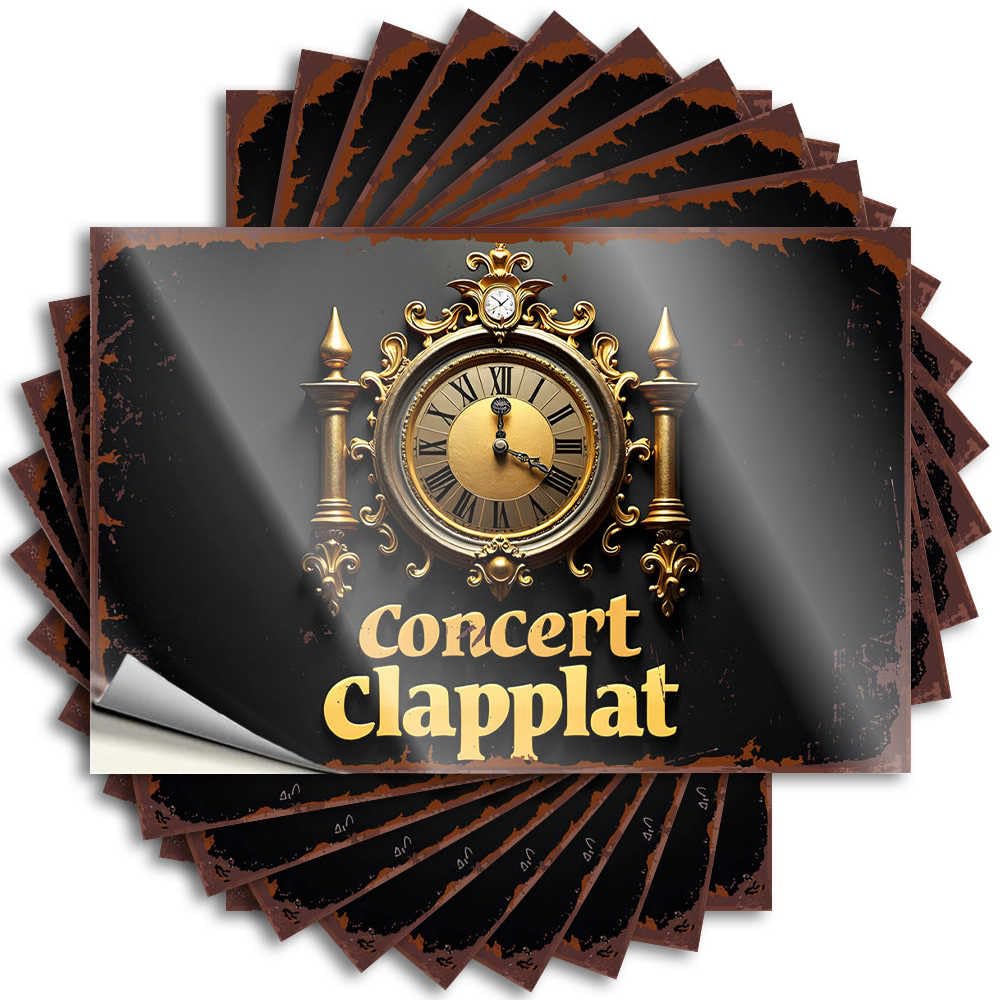 Fzfn Colour Hot Happy Sticker - Golden Clock: Timeless Elegance For Concerts Removable Decal Bumper Easy Peel For Gamer(12X18cm)