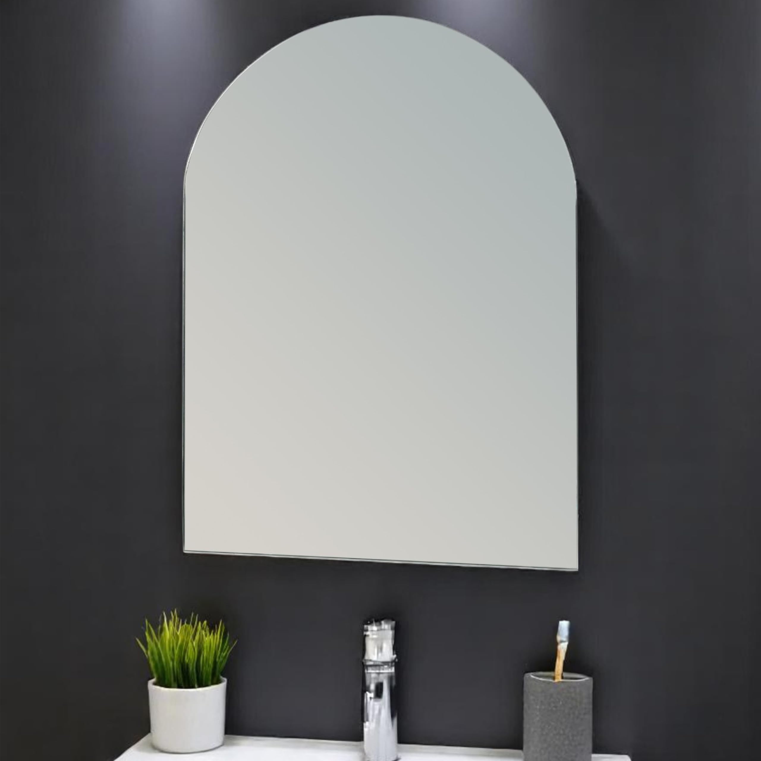 Showerdrape Hampton Frameless Bathroom Wall Mirror, Wall Mounted Mirror For Bathroom, Modern straight Edge Mirror, Vanity Mirror Arched Wall For Living Room Bedroom.