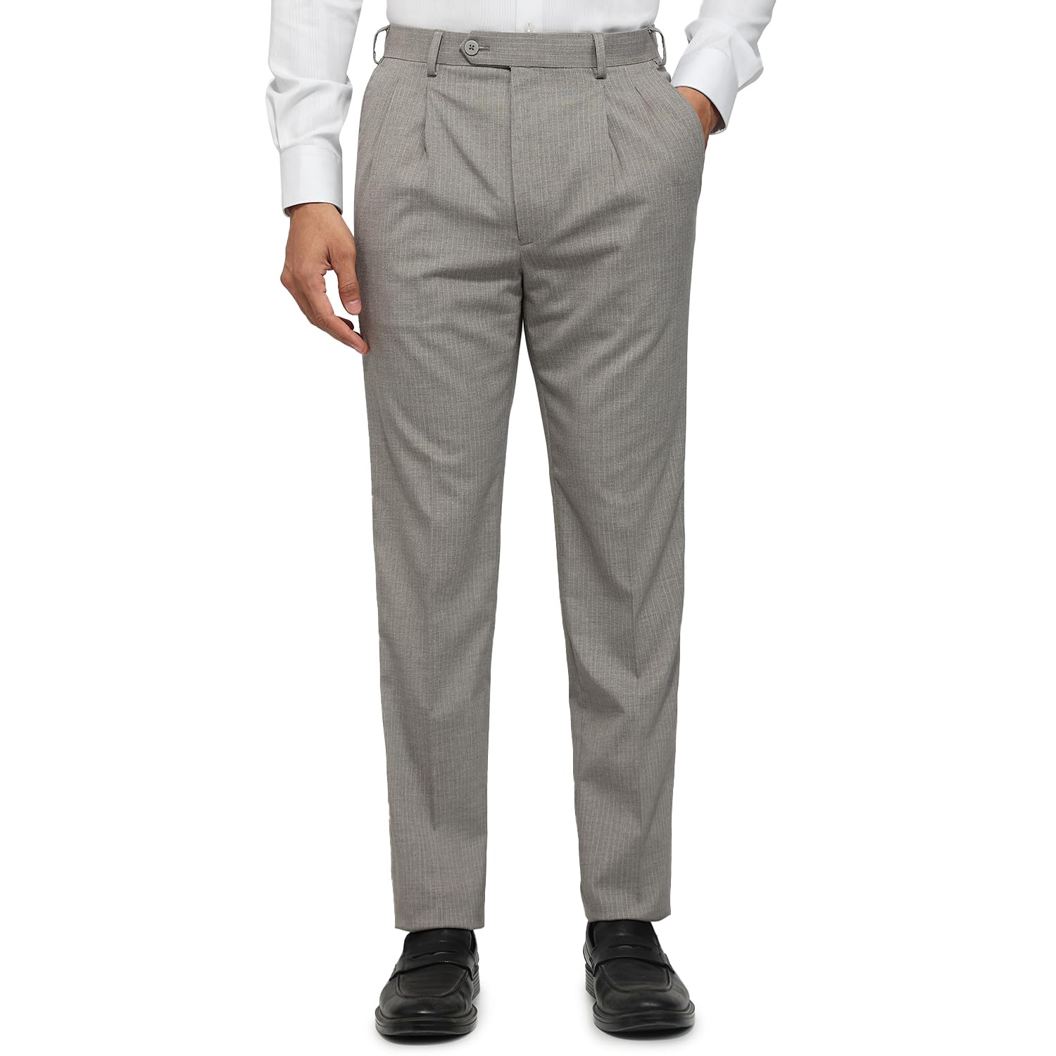 raymond Men Classic Fit Stripe Self Pattern Polyester Blend Double Pleat Formal Trouser-picture-53