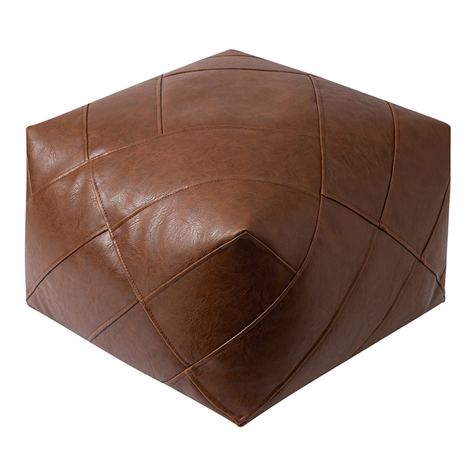 Moroccan Leather Pouf Ottoman Square Cushion Storage Seat Living Room Decor Home Accessory for Weddings and Special Occasions (Coffee Medium)