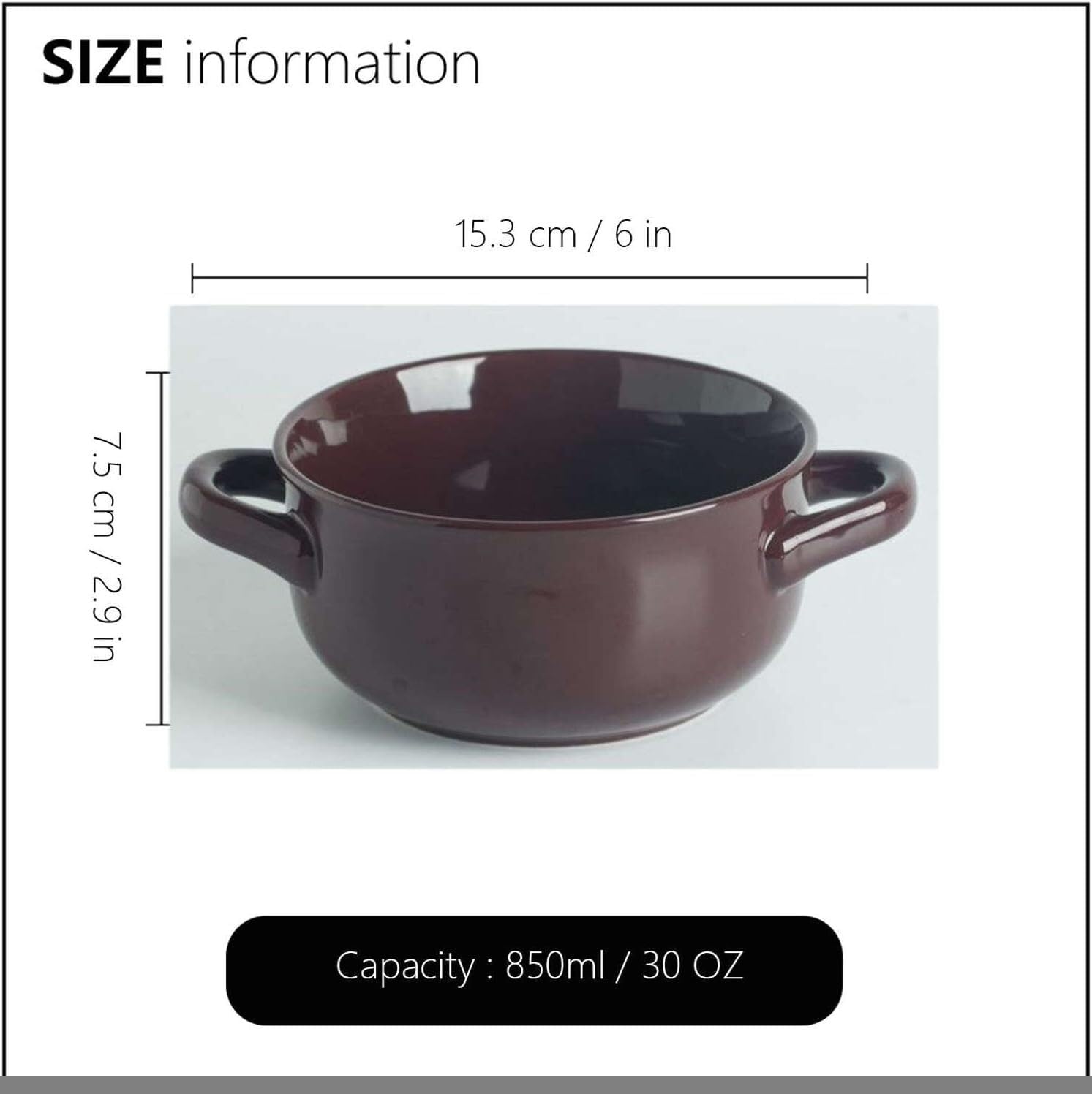 Wielofunkcyjny zestaw misek do serwowania – duże ceramiczne miski do zupy z podwójnymi uchwytami, porcelanowa zastawa stołowa do zupy cebulowej, makaronu i gulaszu. Idealne na śniadanie i płatki
