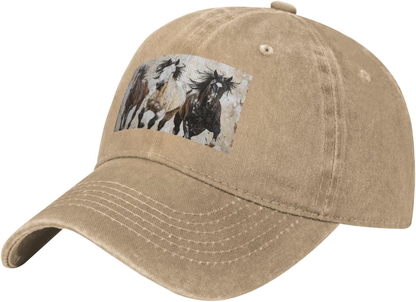 Horses Running Art Print Cowboy Hat Personalized Baseball Cap Fashion Hat Cap Funny Gifts for Women Men Natural