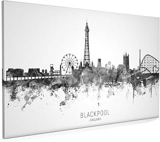 Blackpool England Skyline Box Canvas Print with City Name -11523