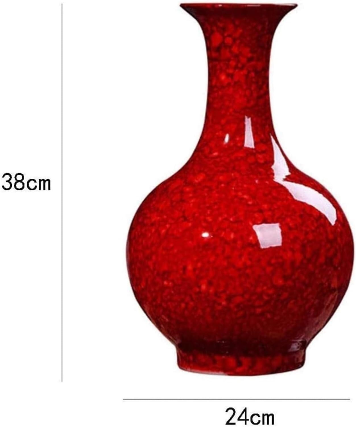 Vasen Keramik, handgefertigt, mit roter Wasserperlenglasur, Büro- und Wohnaccessoires (38 x 24 cm)