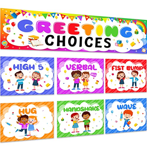 Image of Greeting Choice Classroom Rules Poster Greetings Bulletin Board Banner Decorations Social Distancing Bulletin Wall Decor for Preschool Elementary and Middle School Teachers