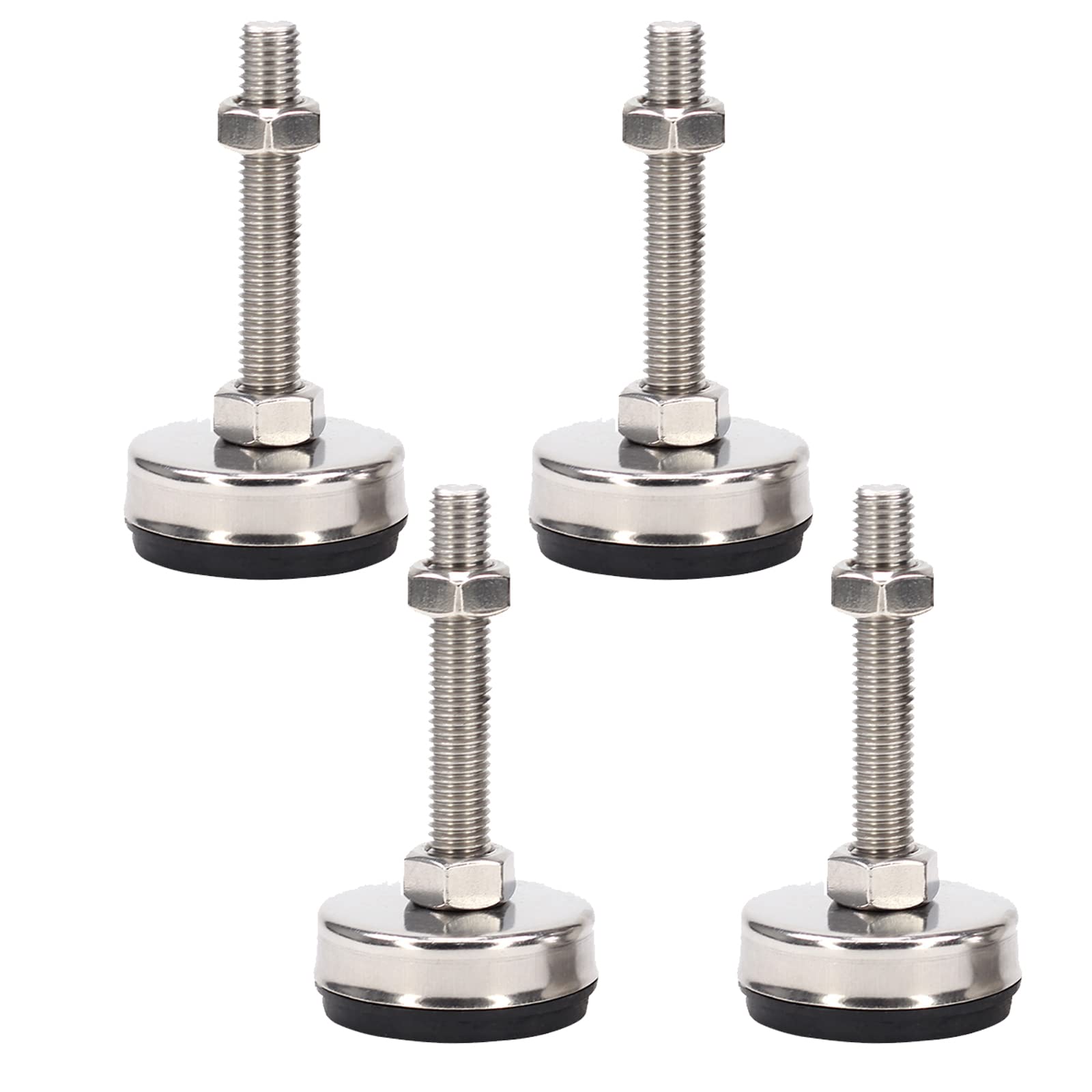 SRHIMEOS Piedini di Livellamento, Piedini Regolabili per Mobili in Acciaio Inox Robusto 4 Pezzi Regolabile con Base in Gomma Antiscivolo e Dado (8cm/3.14in)
