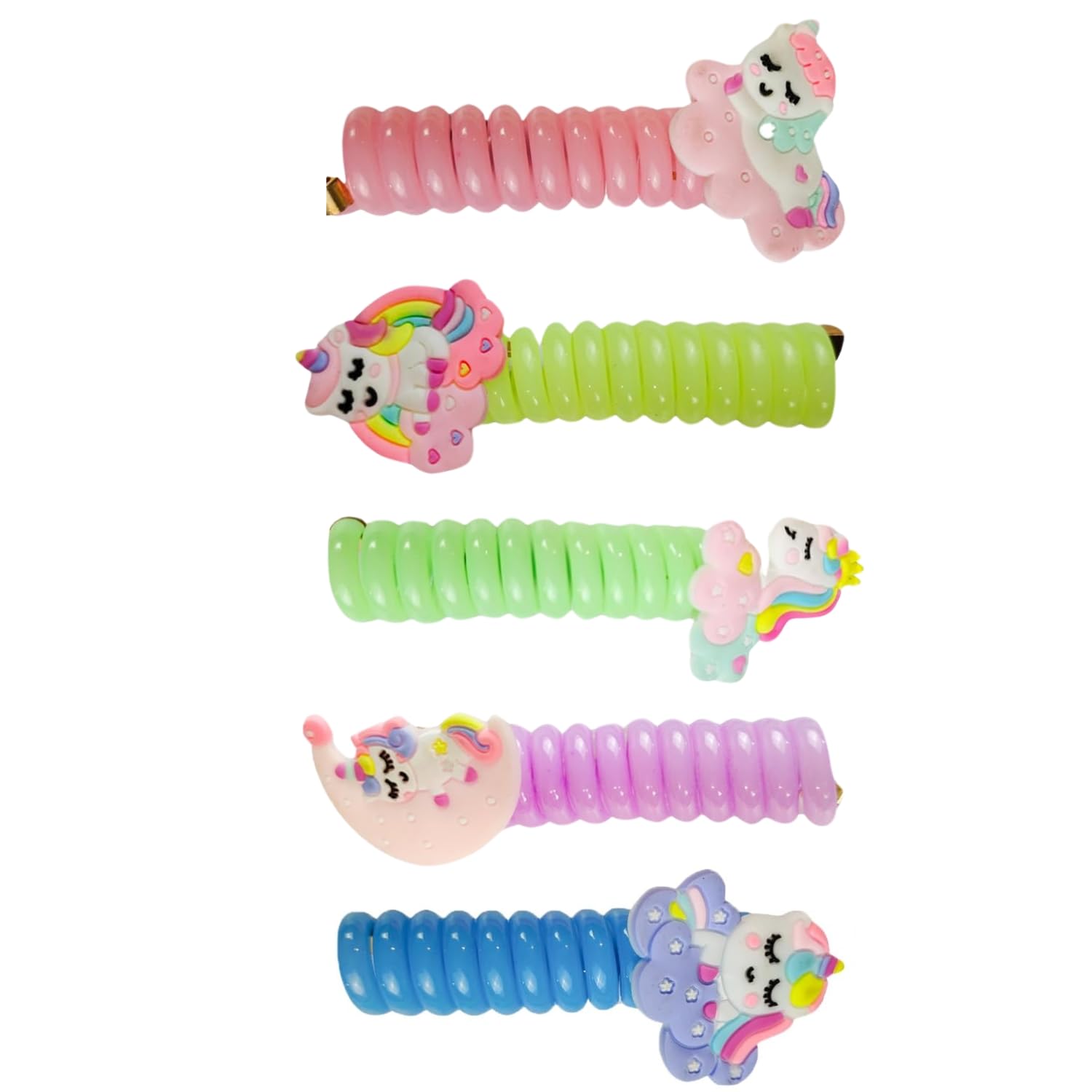 5 Pcs Telephone Wire Unicorn Hair Bands for Girls - Spiral Hair Ties Colorful Telephone Line Hair Bands Ponytail Holders, Hair Accessories Hair Rubber Bands for Women & Girls-image-38
