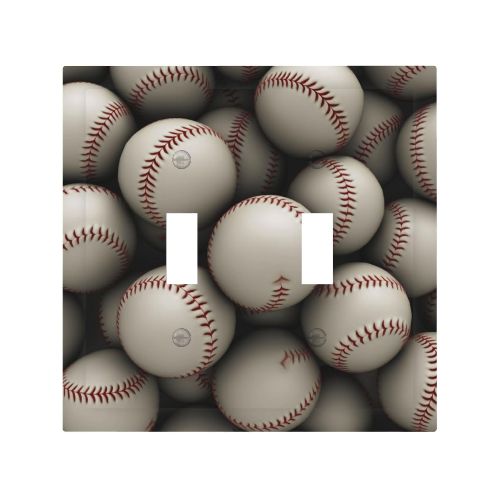 2-Gang Light Switch Cover Baseball Wall Plate for Electrical Outlets Double Decorator Wall Plates 4.9" x 5" Mid-size Receptacle Outlet Covers Blank Faceplate Cover