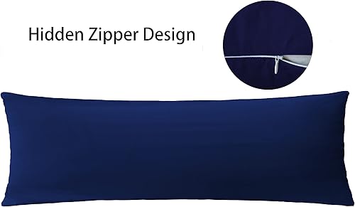 Miniatura 3 de iMaylex Funda de almohada de tela de microfibra cepillada suave con cremallera, acogedora y ligera, de fácil cuidado, azul marino, cuerpo, 20 x 54
