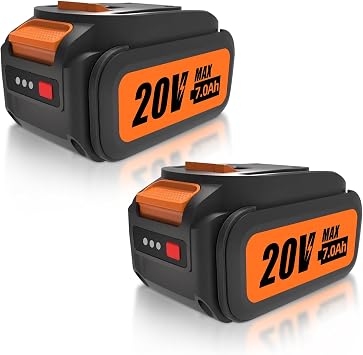 2Packs WA3520 7.0Ah Li-ion Battery Replacement for Worx 20V Battery Compatible with WG151 WG151.5 WG155 WG155.5 WG251 WG251.5 WG255 WG540 WG540.5 WG890 WG891 Cordless Power Tools