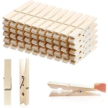 DEEINN Large Wooden Clothes Pins 2.9 Inch, Natural Wood Clips, 50 Pack